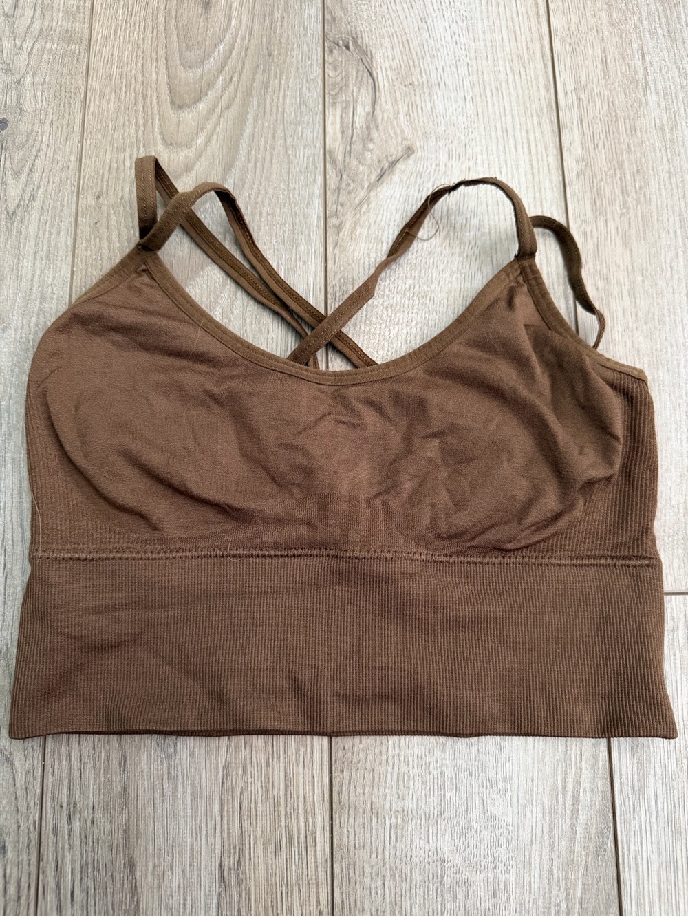 NVGTN Brown Seamless Crisscross Sports Bralette